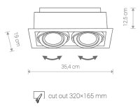 Luminaire encastré blanc métal 2flmg