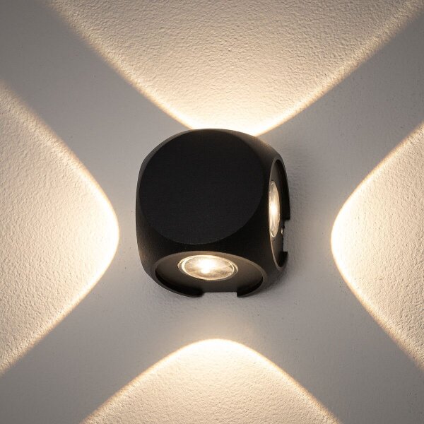 LED Wandleuchte IP54 Schwarz 4-flmg Lampe ALESSIO