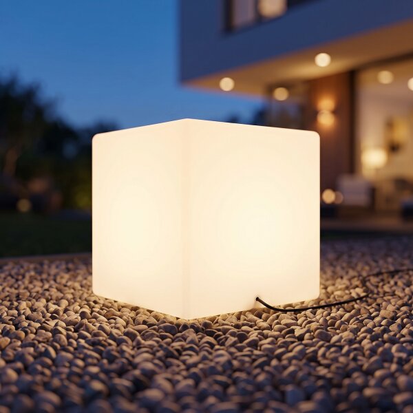 Garten Lichtwürfel Weiß 38,5cm Deko Lampe CUMULUS