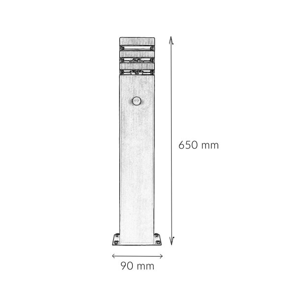 Lampadaire RIO noir aluminium 65cm extérieur Lampe