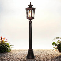 Außen Stehlampe Bronze Antik Ornament Glas E27 AMUR