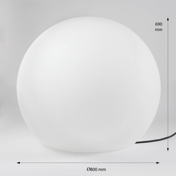 XXL Gartenlampe in Weiß Kugel Schirm Ø80cm