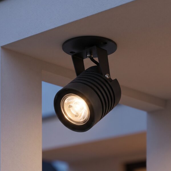 LED Strahler LIONEL Schwarz Alu IP54 Außenleuchte