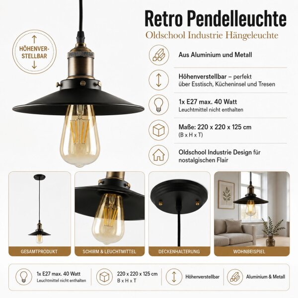 Pendelleuchte Industrial Design in Bronze Esstisch Küche