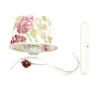 Wandlampe Landhausstil Weiß Stoff Schirm Rosen E27
