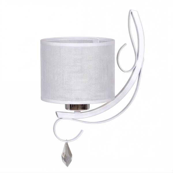 Applique murale Blanc Cristal Métal Tissu Abat-jour E27