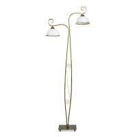 Stehleuchte Gold Antik Wei&szlig; Metall Glas 2-flammig