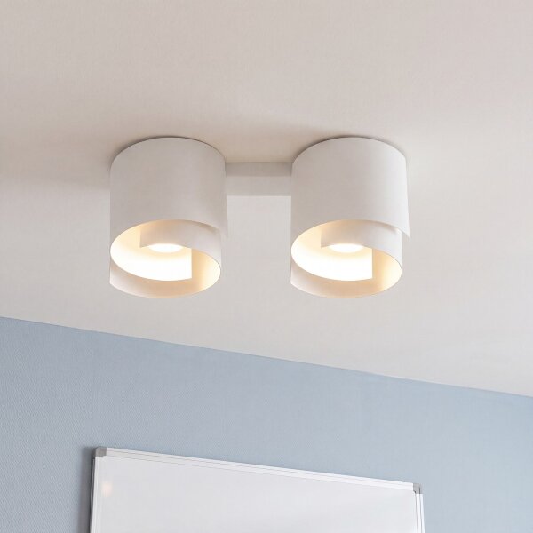 Plafonnier blanc métal design rond 2x GU10
