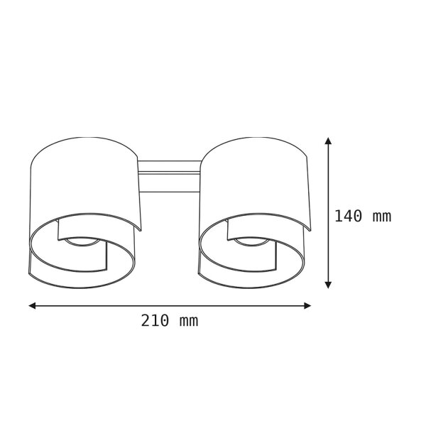 Plafonnier blanc métal design rond 2x GU10