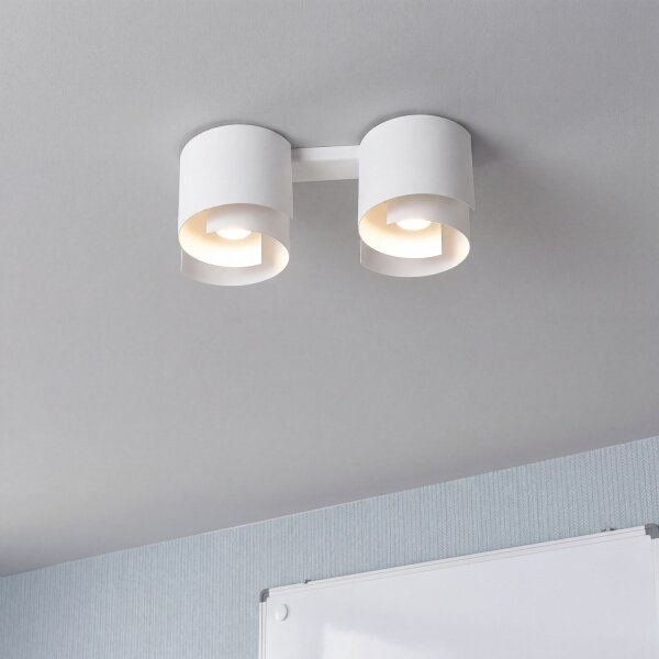 Plafonnier blanc métal design rond 2x GU10