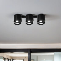 Plafonnier noir m&eacute;tal design rond 3x GU10