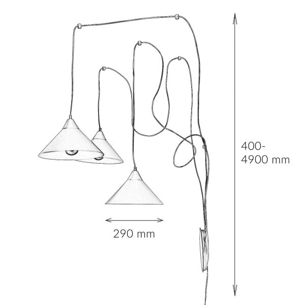 Spider Hängeleuchte mit Stecker Kabelschalter FLEXIO