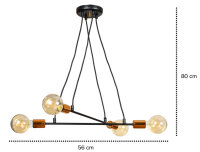 Suspension ZETA Noir Métal 4-flmg Table de salle...