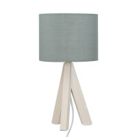 Noble lampe de table en bois Abat-jour en tissu gris 31cm...