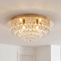 Klassische Deckenleuchte Gold Kristall Glas Metall 8x G9...