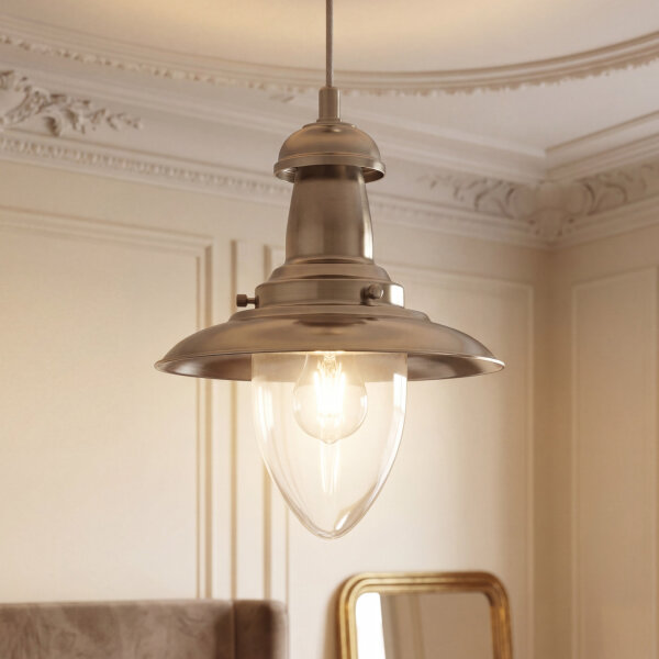 Lampe suspendue aspect argenté