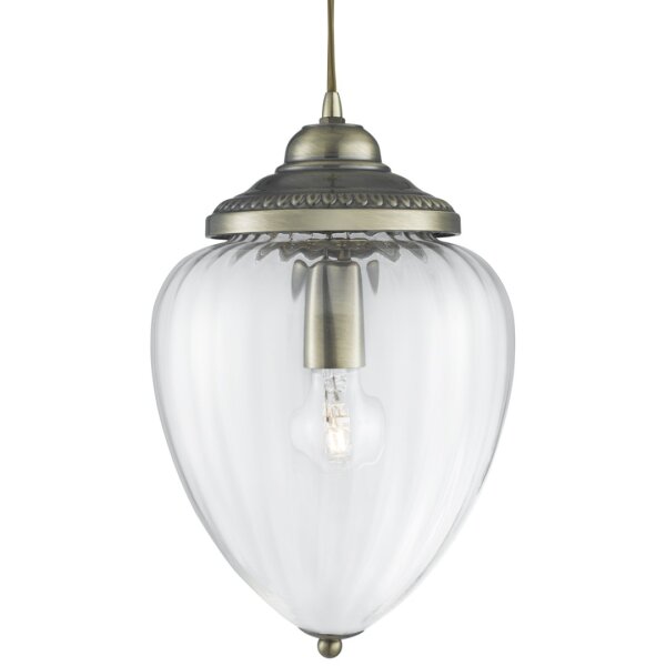 Suspension allongée rustique E27 avec abat-jour en verre Bronze