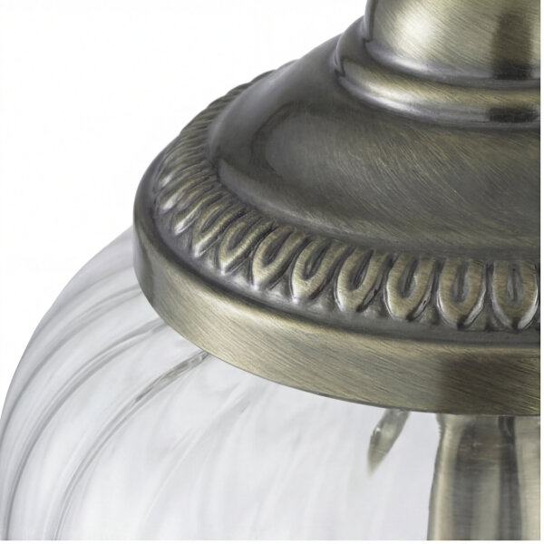 Suspension allongée rustique E27 avec abat-jour en verre Bronze