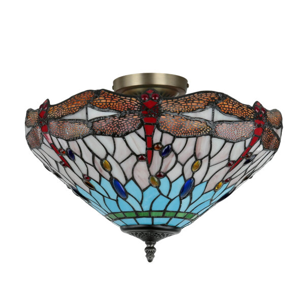 Deckenleuchte Tiffany Stil Ø 40 cm 3x E14 Buntglas