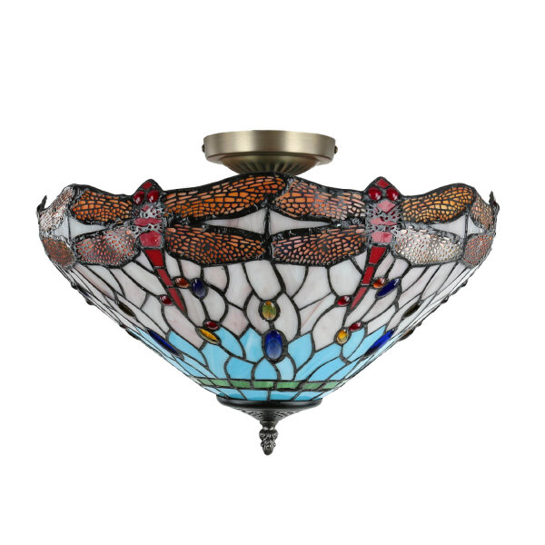 Deckenleuchte Tiffany Stil Ø 40 cm 3x E14 Buntglas