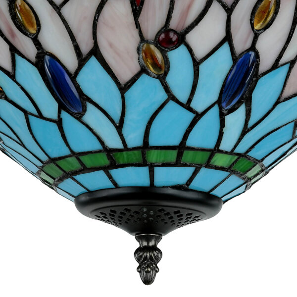 Deckenleuchte Tiffany Stil Ø 40 cm 3x E14 Buntglas