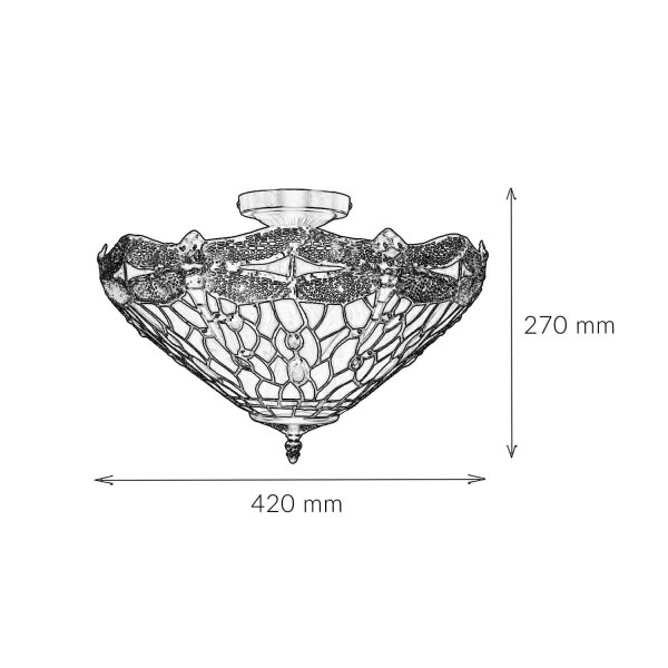 Deckenleuchte Tiffany Stil Ø 40 cm 3x E14 Buntglas