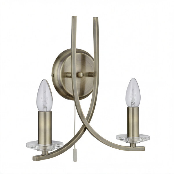 Moderne 2 flammige Wandleuchte antik messing