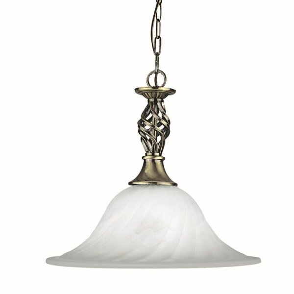 Hängelampe Jugendstil Messing antik Glas E27 Ø36 cm