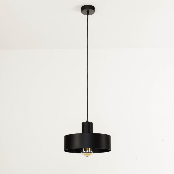 Stilvolle Pendellampe Schwarz Retro Schirmform
