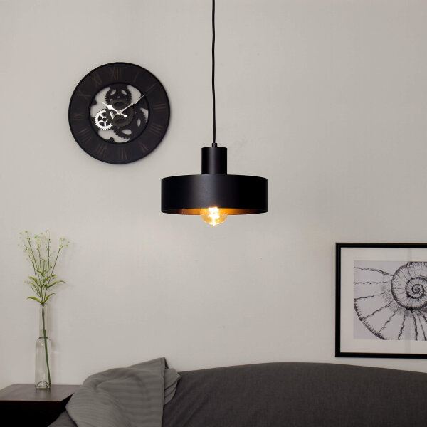 Stilvolle Pendellampe Schwarz Retro Schirmform