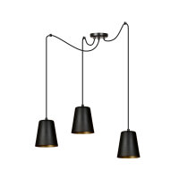 H&auml;ngeleuchte 3-flammig Schwarz Gold Metall 3x E27