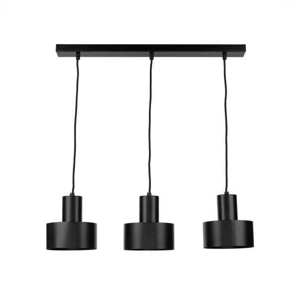 Lampe à suspendre noir abat-jour large Retro 3 flmg