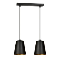 H&auml;ngelampe Schwarz Gold Metall Retro 2-flammig E27