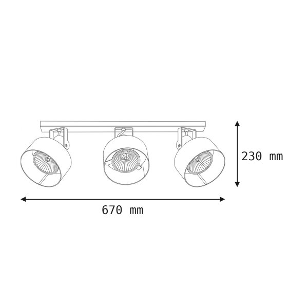 Plafonnier Spot Blanc 3 diffuseurs réglables