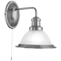 Wandleuchte Silber Glas E27 mit Zugschalter Jugendstil