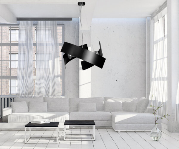 Design Hängeleuchte Schwarz Metall höhenverstellbar