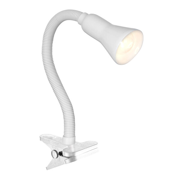Flexible Klemmleuchte Weiß H:30 cm E14 Schreibtisch