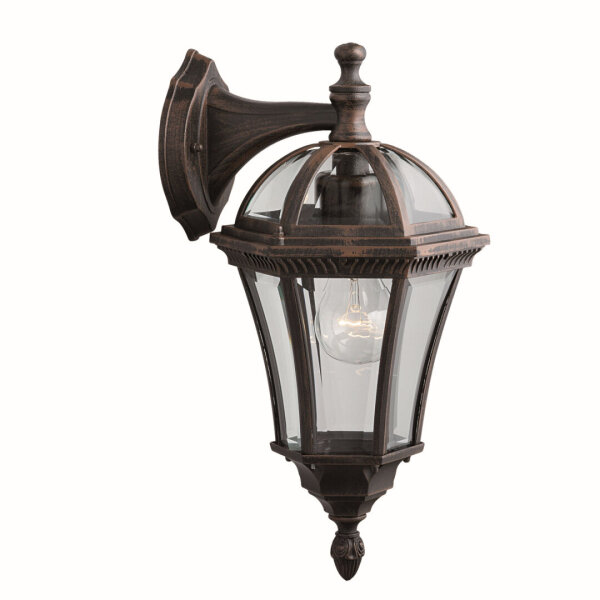 Außenwandleuchte Metall Glas Braun IP44 H:40 cm E27