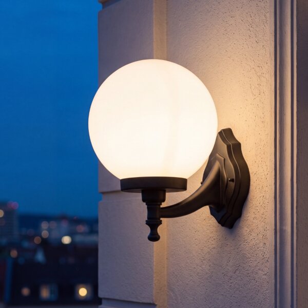 Lampe dextérieur vintage Mur Abat-jour sphérique IP43 anti-éblouissement
