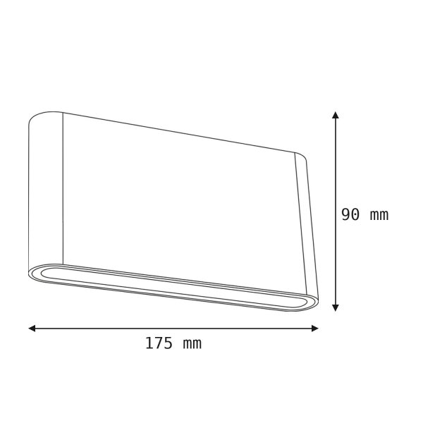 Lampe dextérieur LED plate noire IP54 Up Down 3000K