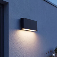 LED Außenleuchte flach Schwarz IP54 Up Down 3000K