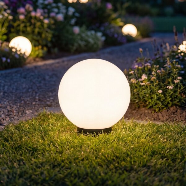 Kugel Gartenleuchte Weiß Ø40cm rund KULKA