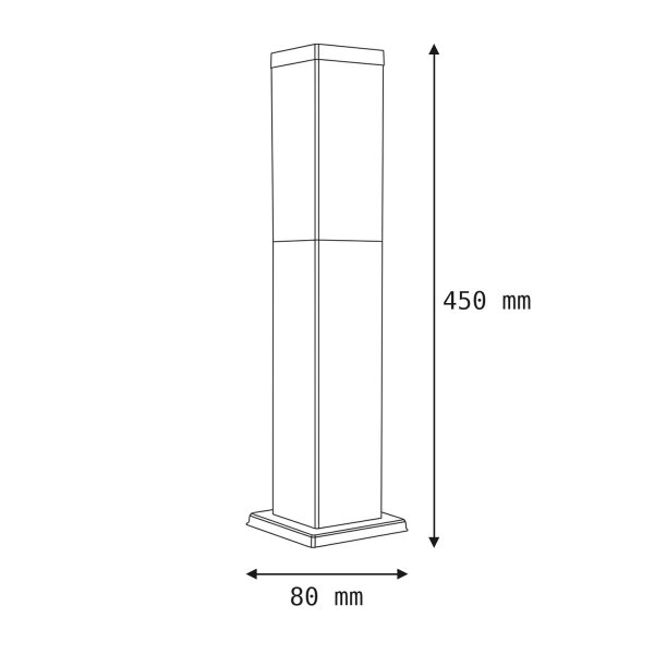Lampe dextérieur noir acier inoxydable 45cm IP44 carré E27