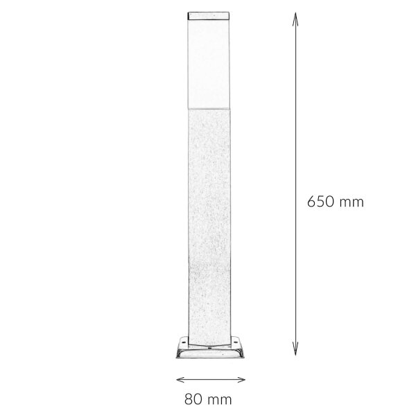 Borne déclairage en acier inoxydable argenté 65cm carré E27