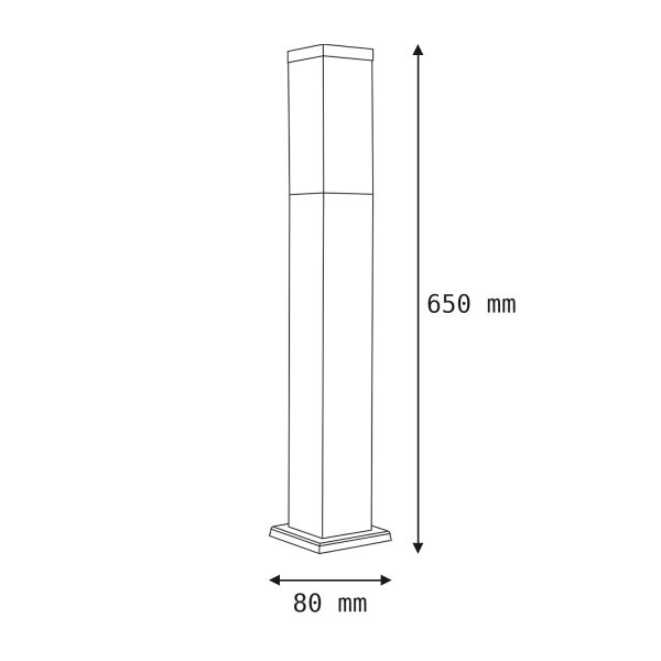 Eckige Pollerleuchte Schwarz Edelstahl 65cm