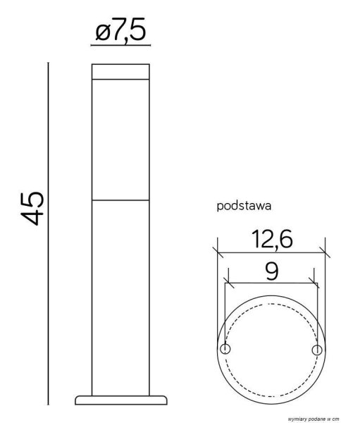 Kleine Pollerleuchte BETULA 45cm Edelstahl IP44