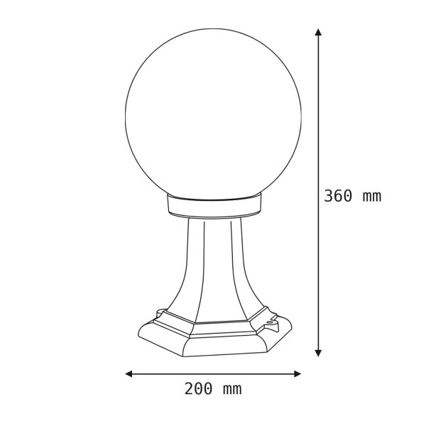 Lampe dextérieur noir blanc Abat-jour sphérique 36cm E27
