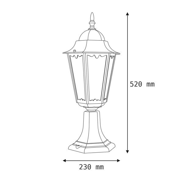 Rustikale Sockelleuchte DILSEN 52cm Aluminium Glas