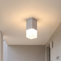 Außenlampe Decke in Silber IP44 eckig blendarm