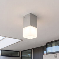 Eckige Deckenlampe Außen IP44 E27 in Silber